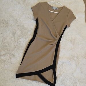 Almost Famous Tan and Black Asymmetrical Dress